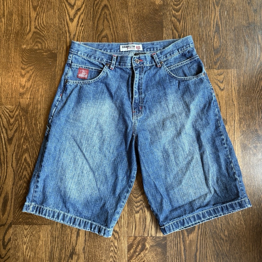 Vtg 2000s Brooklyn Jeans Co Baggy Denim Shorts Mens 36 Jorts Y2K Skater Hip Hop
